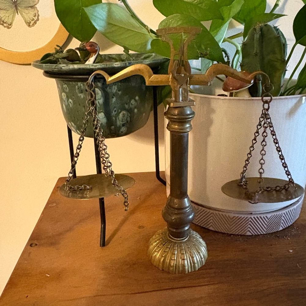 Vintage Brass Balance Scale Home Accent